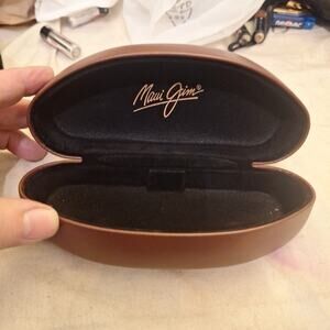 MAUI JIM Eyeglass Sunglass Clam Shell Case Only Black Lined Brown Snap Shut 6.5"